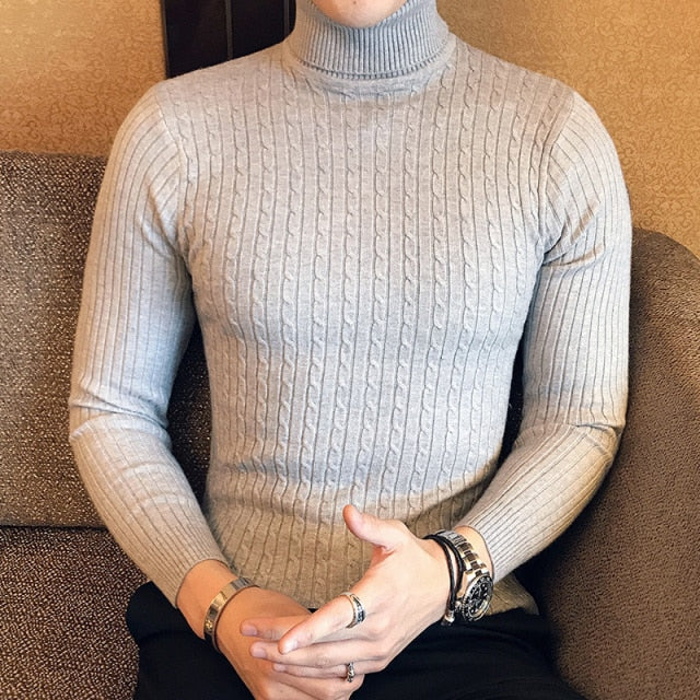Knit turtleneck men's sweater