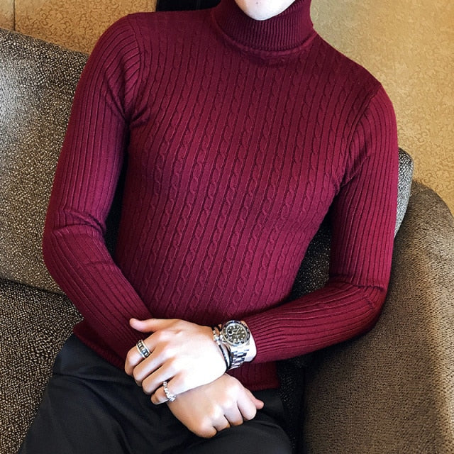 Knit turtleneck men's sweater